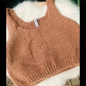 Cozy Carmel colored fuzzy crop top